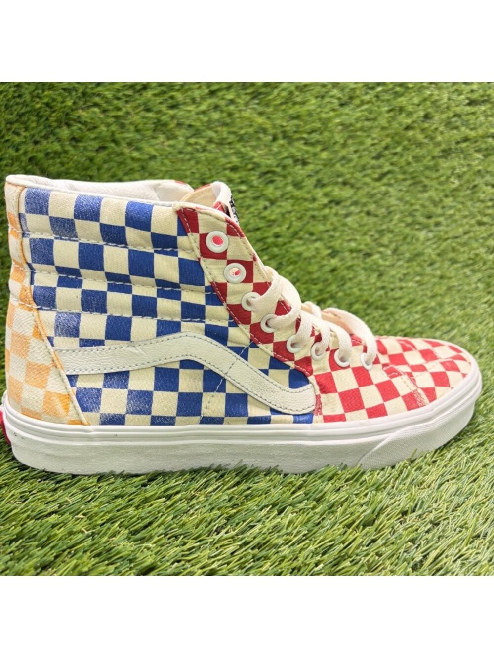 Vans Sk8-Hi Reissue Check Mens Size 9 Womens 10.5 Red Athletic Shoes Sneakers